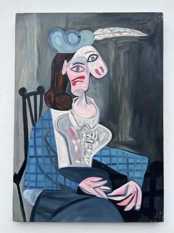 Pablo Picasso , Painting Oil On Canvas , signed stamped vintage 50 x 70 cm
