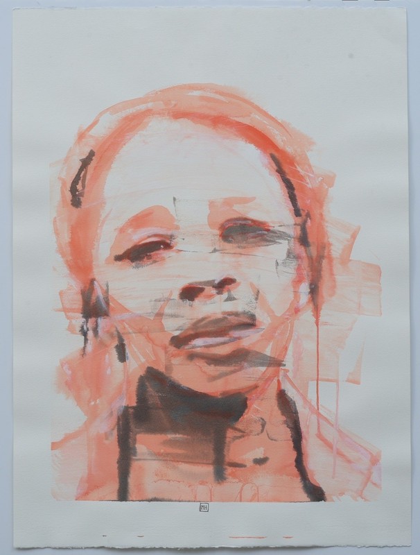 Mark Horst original watercolor, portrait of a woman, monogramed