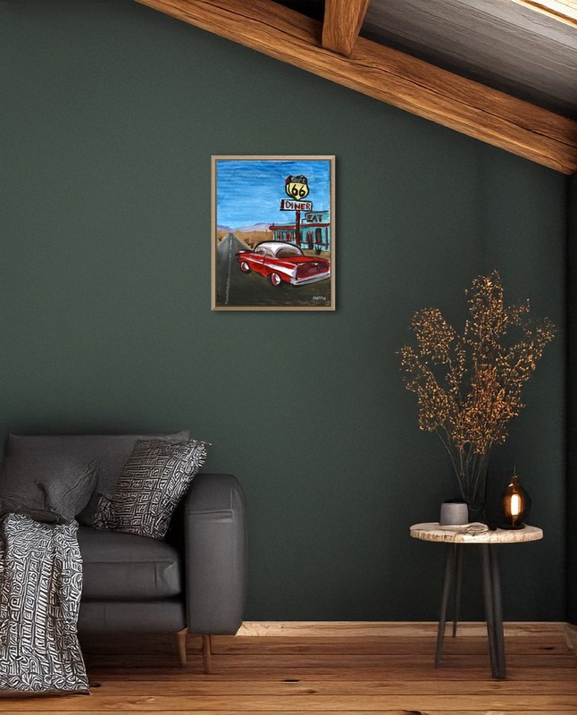 Atherton 11x14 Original Expressionism Acrylic Painting "Route 66" hand signed gallery