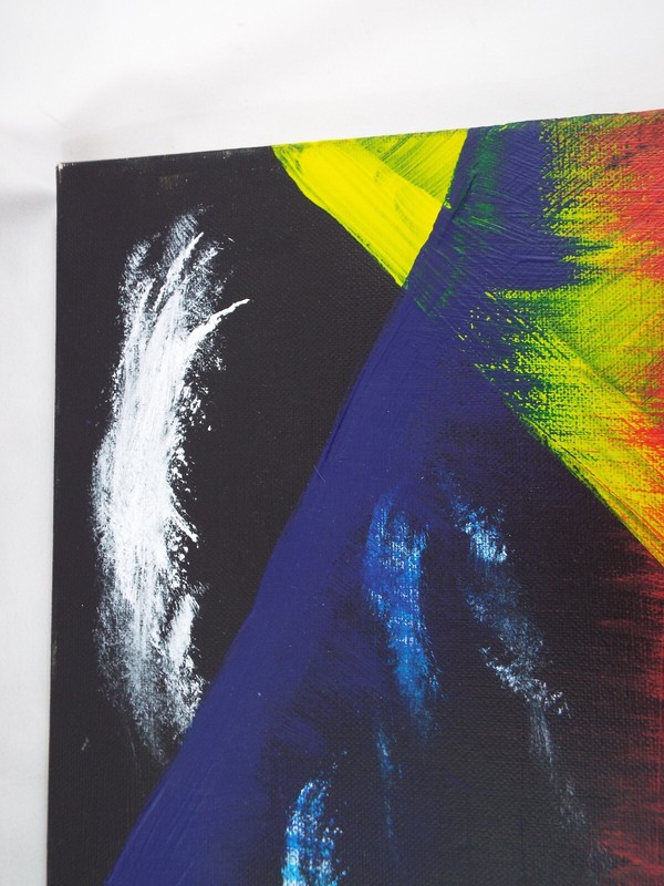 Painting Oil on Canvas Unsigned Abstract Black Yellow Green Unframed 11x14 inch gallery