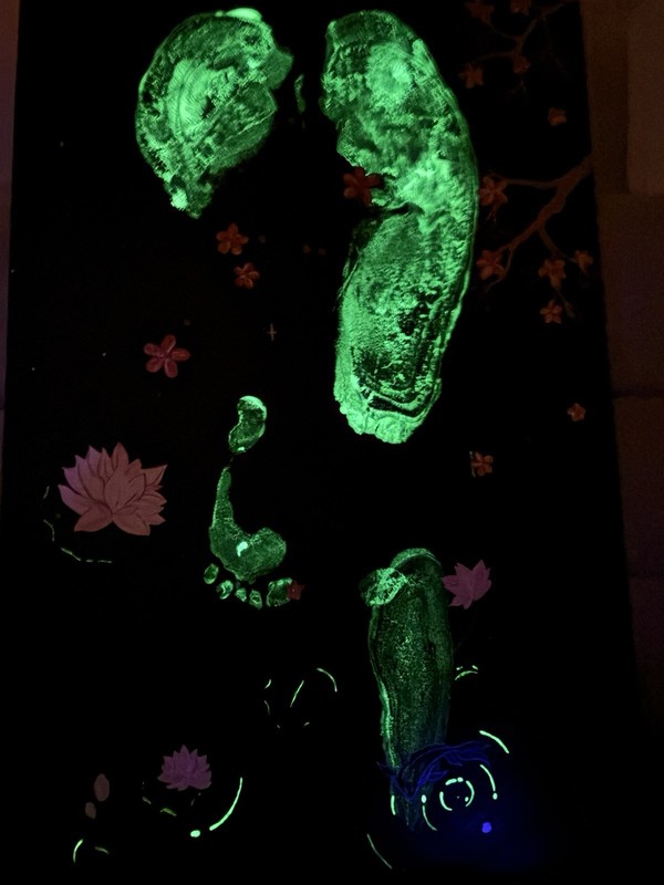 UV Reactive Art – Hidden Human Imprint – Cherry Blossom & Koi Theme canvas