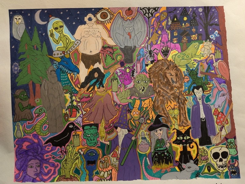 "The Gothic Subconscious" Alien, Monsters, Haunted Witch, Zombie Doodle Grafitti gallery