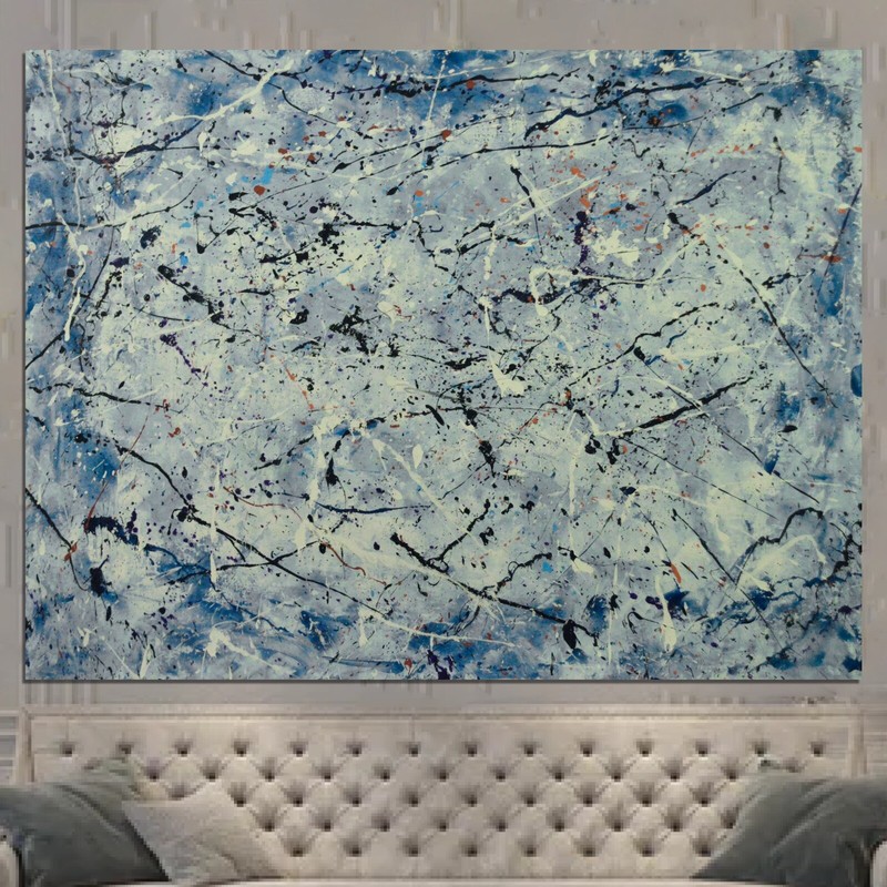 Pollock/Richter style Professional Painting 81” X 62”(6ft 9in)Abstract Modern XL