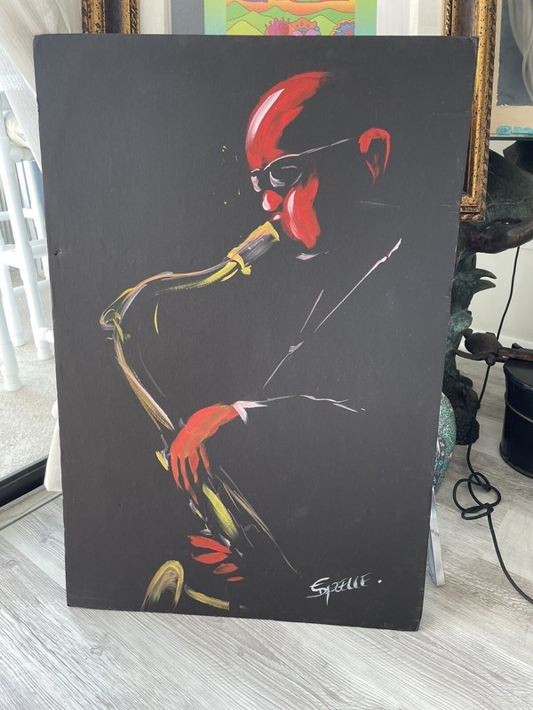 Saxophonist Signed Afro American Jazz Player With Sunglasses