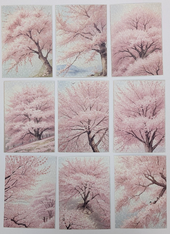 ACEO 9pc Set Sakura Splendor Japanese Cherry Blossom Watercolor Art Print #1-9