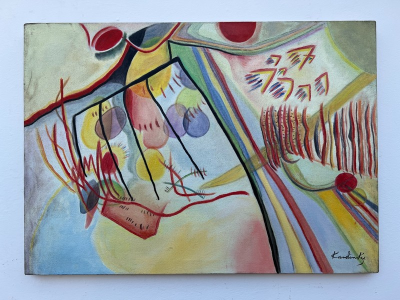 Wassily Kandinsky Abstract Oil Painting on canvas signed and stamped 20 x 28 in.