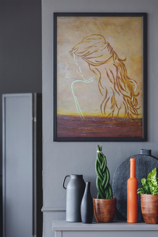 "Golden Silhouette"-Golden Contemplation - Original Abstract Figure Art 40x60cm gallery