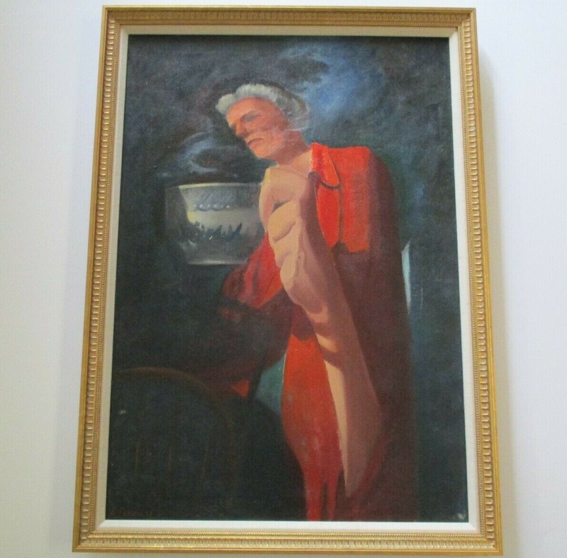 LEONARD SCHEU OIL PAINTING SURREALISM MODERNISM PORTRAIT VINTAGE 1960’S LISTED