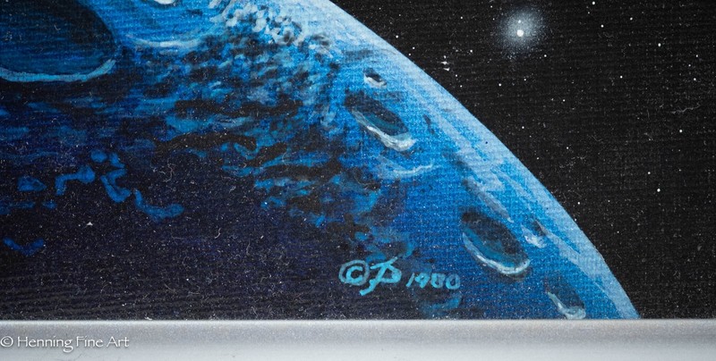 Vintage Kim Poor Science Fiction Space Painting Acrylic on Canvas Moonscape gallery
