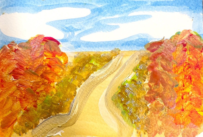 Beautiful Path Ahead 4X6" Impressionist Path to Freedom Heavy Paper