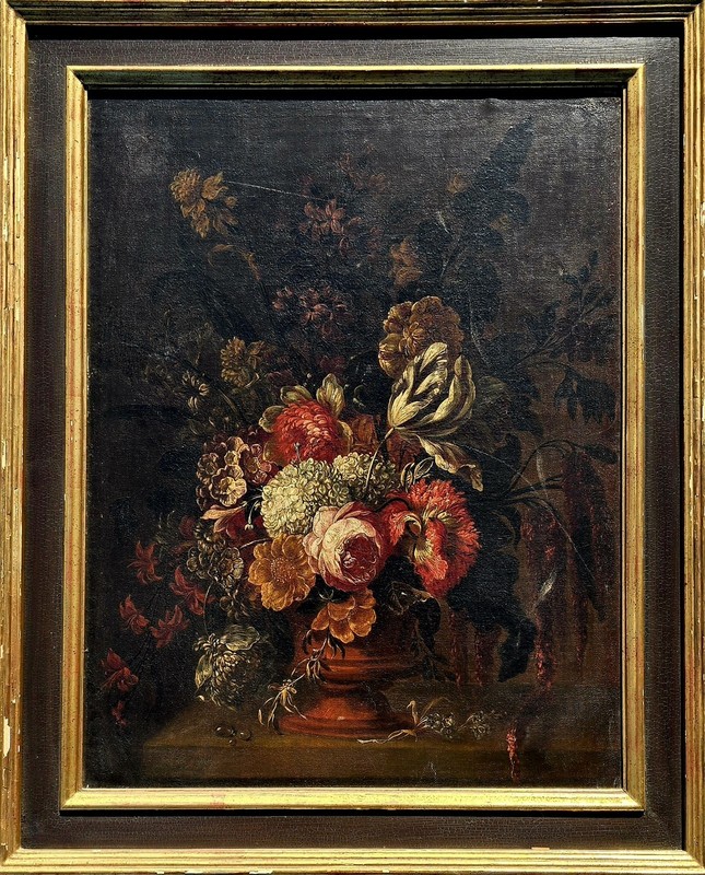 DUTCH MASTER PAINTING FLORAL STILL LIFE 17th CENTURY OIL ON CANVAS FINE ART NLD