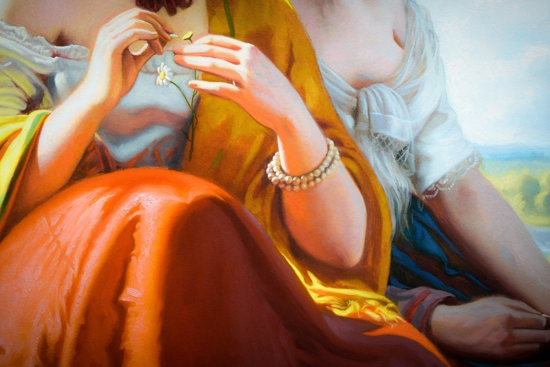 Large Original Oil Painting Classical Figurative Romantic Museum Style 47x35in gallery