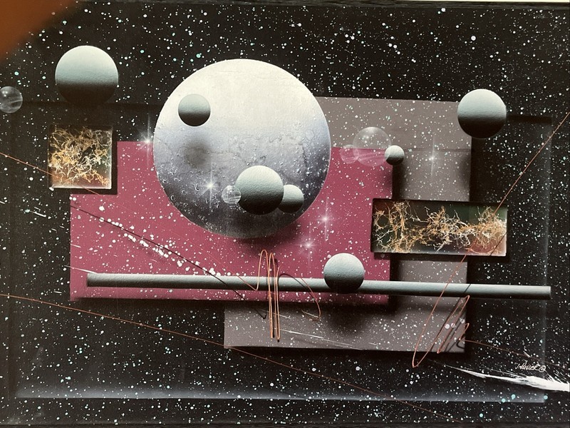 Josef Kugler Abstract Acrylic on Canvas 3D Framed Hand Signed Painting 41×29