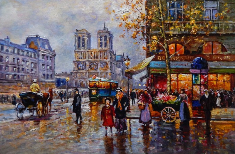 Original Oil Painting 18×12/45x30cm Old Paris Cityscape 2026