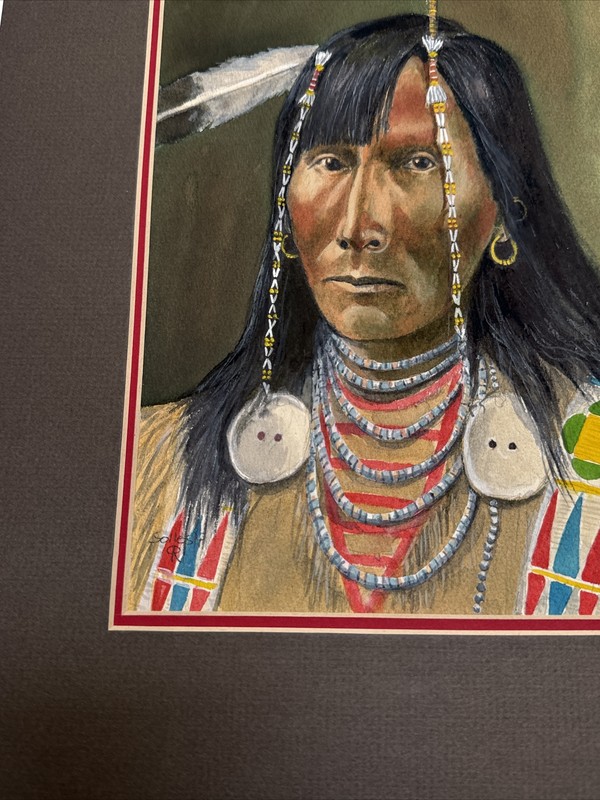 PAUL SOLLOSY PAINTING NATIVE AMERICAN INDIAN CHIEF PORTRAIT TRIBAL LISTED FAMOUS gallery