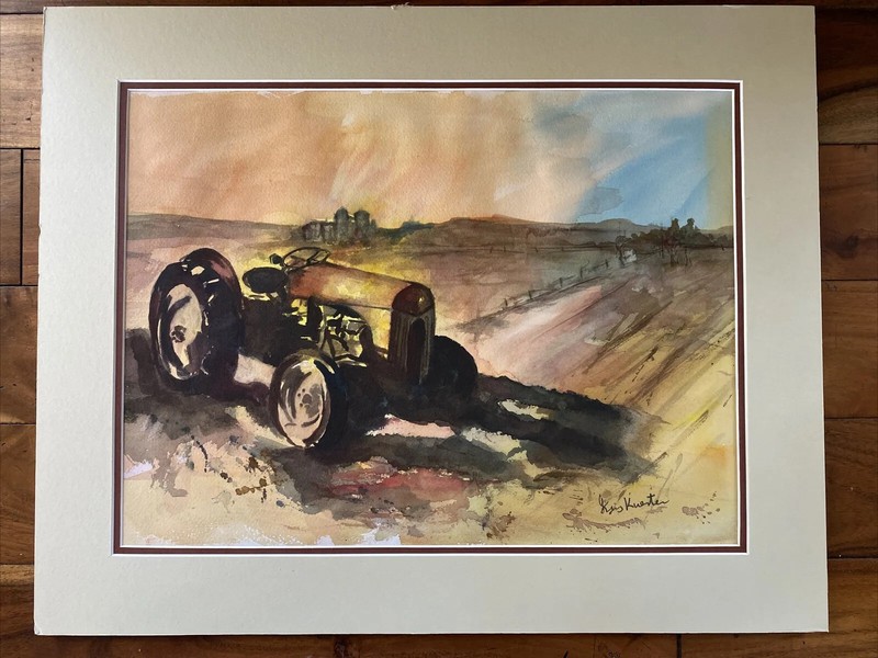 Original Watercolor Listed Artist Kris Kuester “Ready for the Harvest” Matted