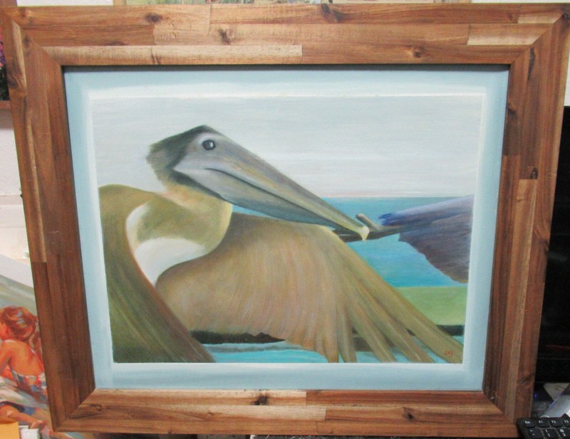 CLAUDIA ZIMMERMAN «TAIL GATING» ORIGINAL OIL ON CANVAS BIRD PAINTING LISTED
