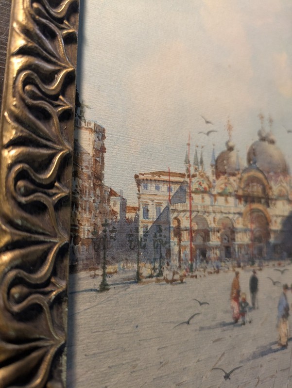 Signed Italian ANDREA BIONDETTI 1851-1946 Antique Framed Watercolor Venice Italy gallery