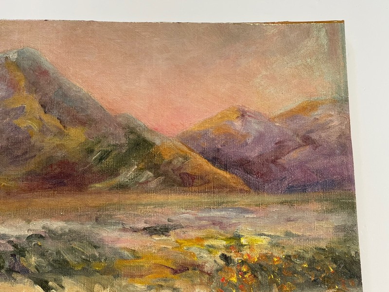 ANTIQUE LANDSCAPE PAINTING DESERT CACTUS IMPRESSIONIST DOROTHY ANDERSON LISTED gallery