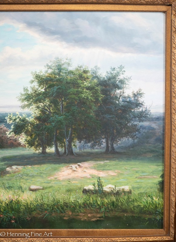Stunning Landscape Painting of Vast Landscape Flowers & Distant Mountains 33x39" gallery