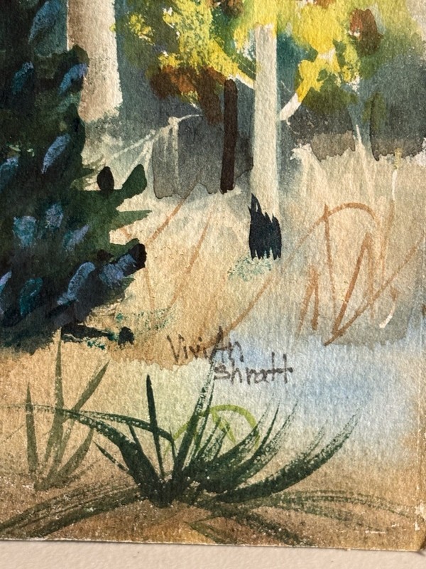 Original Watercolor “Aspen at Crest” Aspen Trees Signed by Artist Vintage gallery