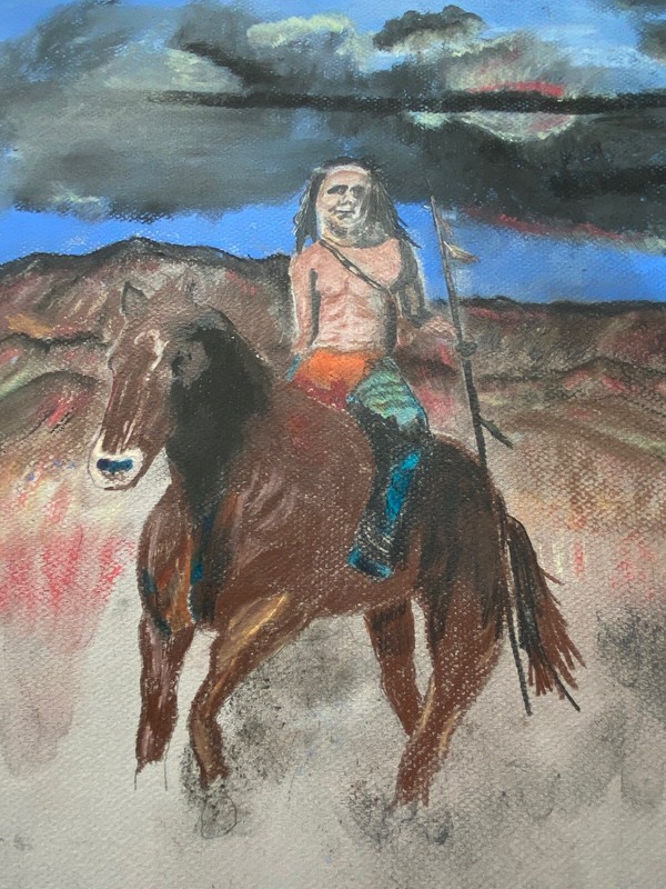 INDIAN CHIEF ORIGINAL Hand Made Oil Painting Genuine Native American Old US Art gallery