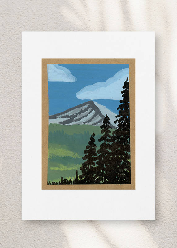 ACEO/ ATC Mountain View Trees Forest Acrylic Marker OOKA Painting gallery