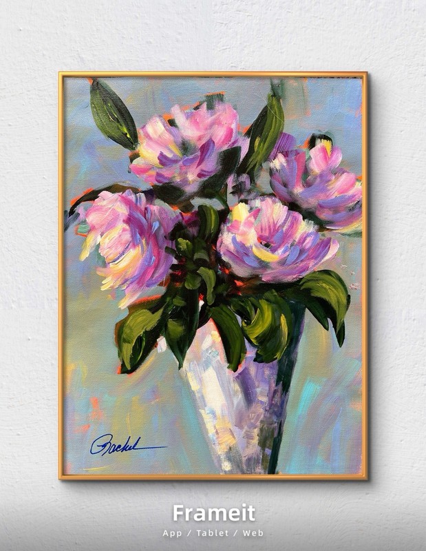 12 X 16 Original Signed Painting On Unstretched Canvas Peonies Home Decor gallery