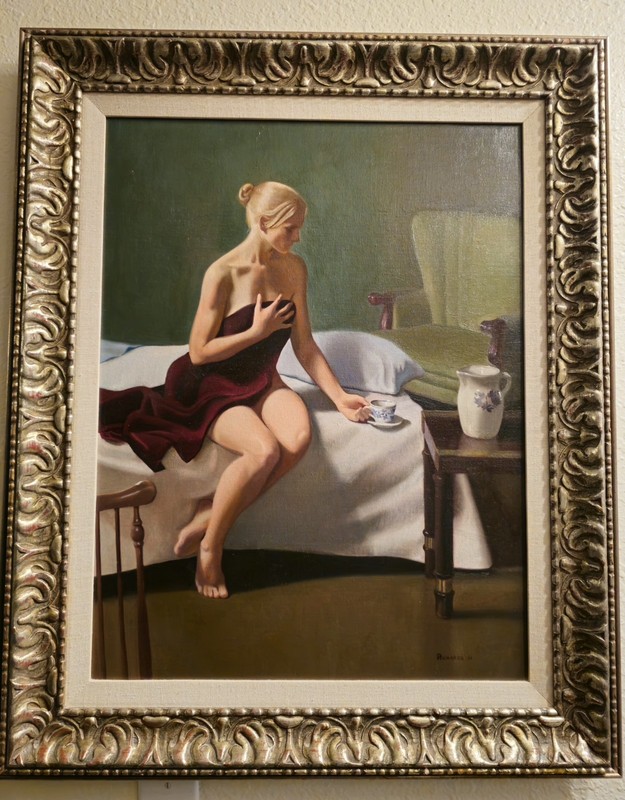 Used Oil Based Canvas Painting Wall Art. Signature by RICHARDS 33X27 Inches.