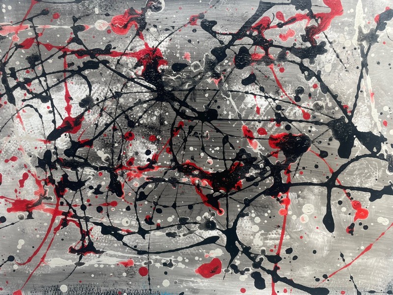 Original Painting Jackson Pollock Red Black Abstract Expressionism USA Art G25