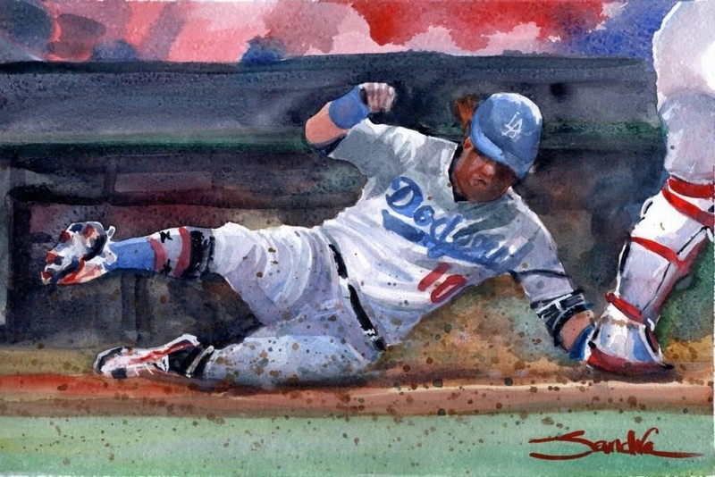 Dodgers 5 : Sandra Watercolors™ California : ORIGINAL PAINTING