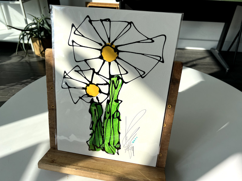 Original Johnny Ramos Floral on Paper 15"x11" gallery