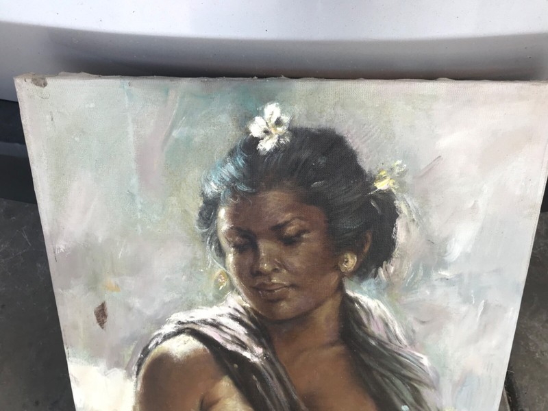 #122 Local Pickup Las Vegas, Vintage Bali Girl oil painting on canvas by Hasim