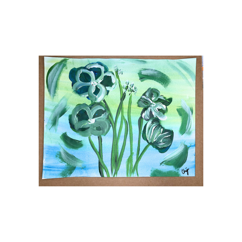 Clovers, Abstract Expressionism 11x14 Multi-Colored Original Hand Painted Paper gallery