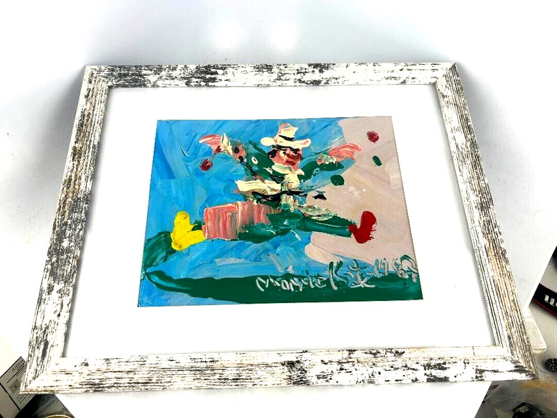 Morris Katz Original Oil Painting 16″ x 13″ Signed 1987 «Dancing Clown» Framed.