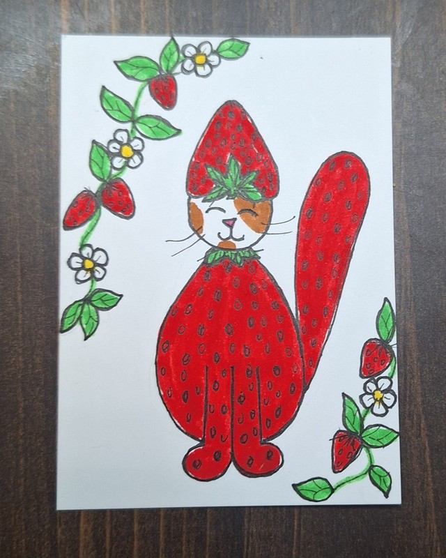 ACEO Original Kitty Cat Miniature Watercolor Painting by Sandrajean Smith