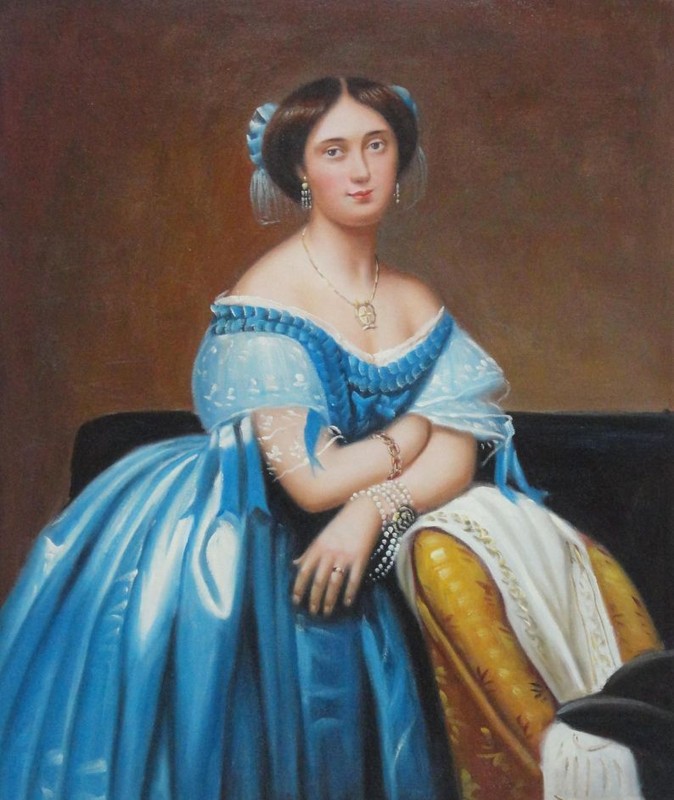 24×20 Elegant and Reserved Lady In Light Blue Silk Taffeta And Fashionable