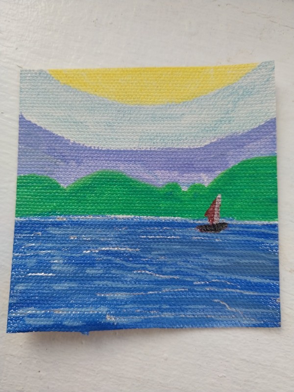 Seascape Sail Boats 4X4 Small mini Wall Art ORIGINAL Painting Art Home Decor GAT gallery