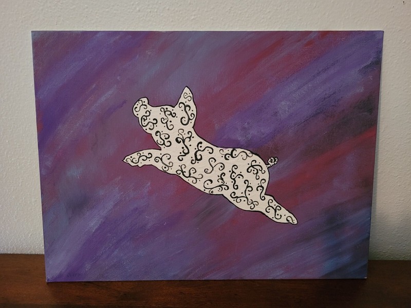 Carousel Pig Hand Painted, Unframed, Farm Decor