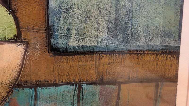 Signed Framed Matted Large Abstract Glazed Modern Still Life. 34"x34" gallery
