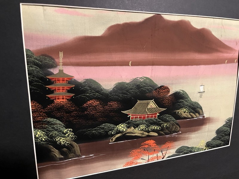 Asian Painting On Silk In Mat & Frame 26 X 21 NOTE CONDITION gallery