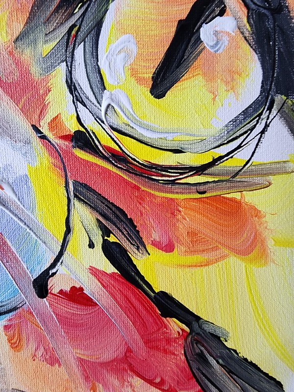 Original Abstract Cat Painting Canvas Neo Expressionist Fine Art Decor 11x14 gallery