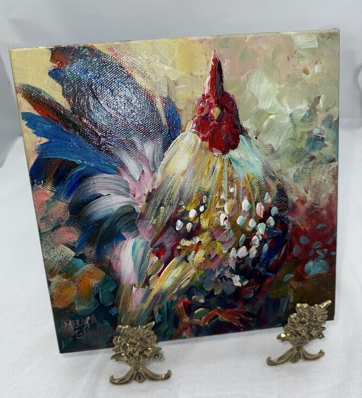 «Fine & Feathered Acrylic 8″ by 8» Painting By Melissa Gannon Original 2013