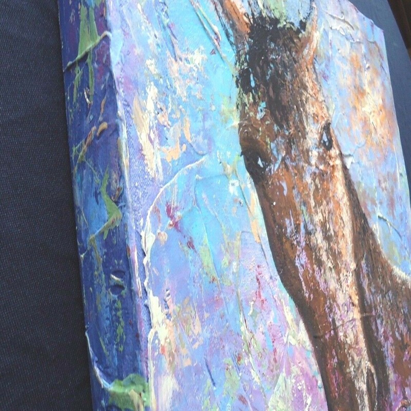 HORSES Original Signed Painting Steven Graff "Copper Lead" 16x16 gallery wrap gallery