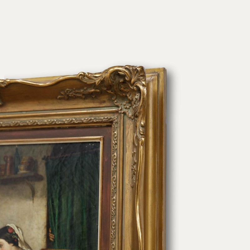 Framed Late 19th Century Oil - The Eavesdropper gallery