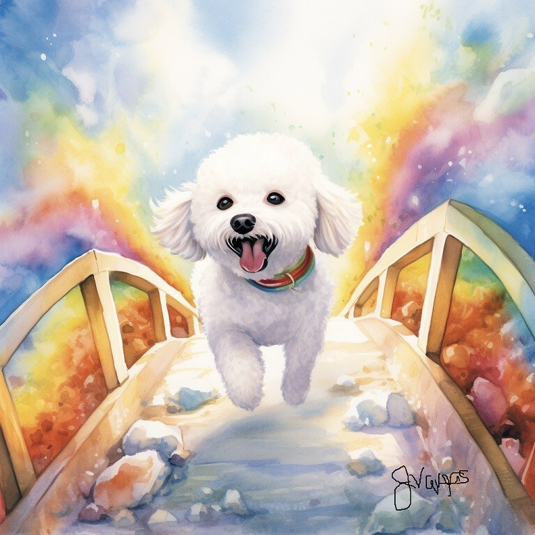 Watercolor Bichon Frise Pet Memorial Painting Art Print INCLUDES 11X14 MATTING