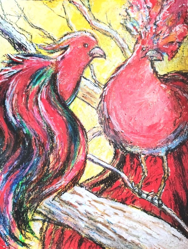 9 inch x 12 inch – Wild Birds Drawing – NO FRAME by A. Avila