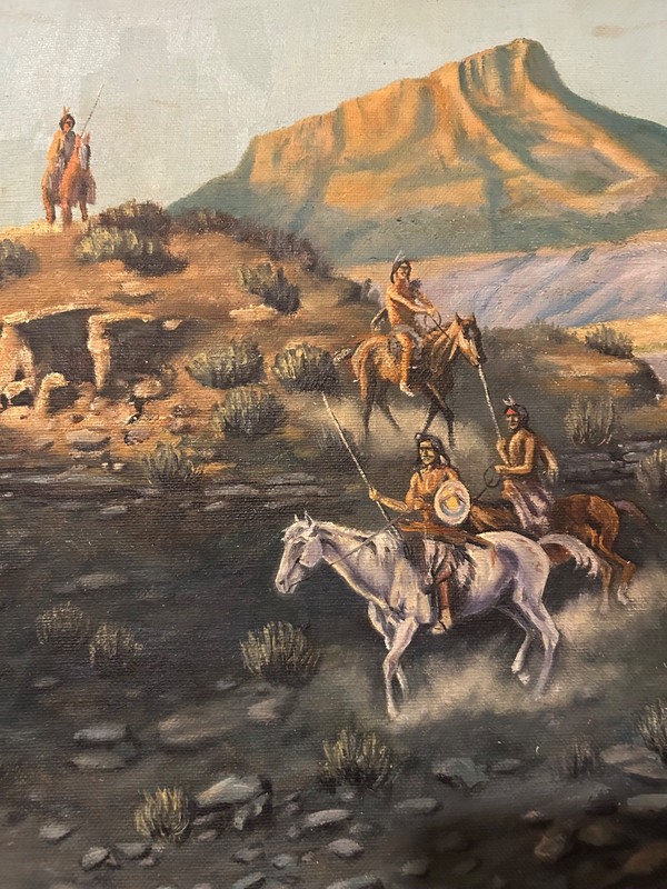 E. D. Wilson Midwestern Native American Painting 18” X 14” Oil Painting Signed gallery