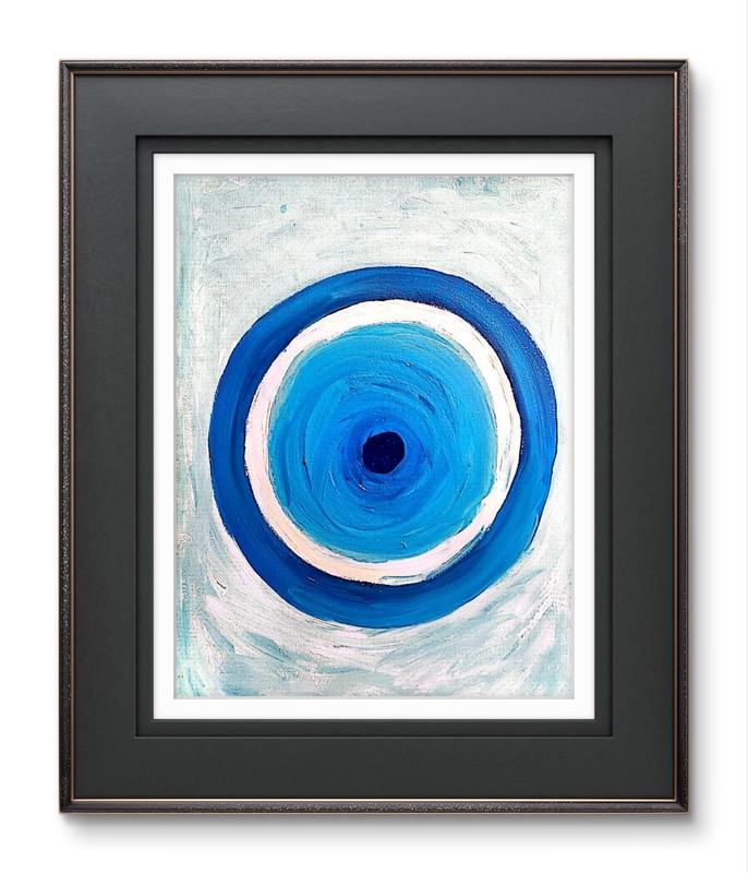 Blue Evil Eye Painting Original Acrylic Abstract Spiritual Protection Art