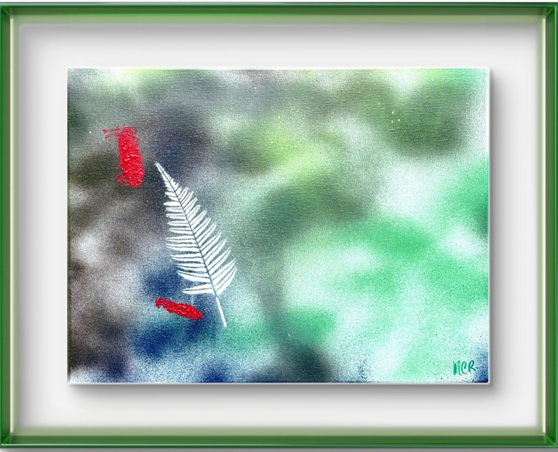 Nature Fern Original Signed Mixed Media Art Painting 12×16 Art Home Decor